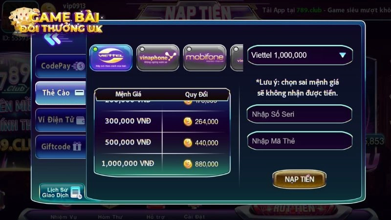 Nạp tiền 789Club