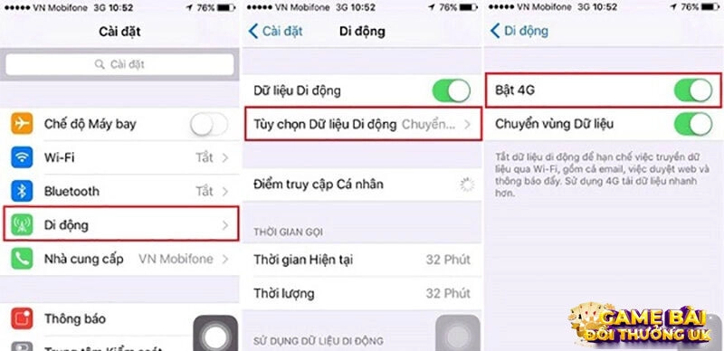 Bật 4G truy cập Five88 cực tiện lợi